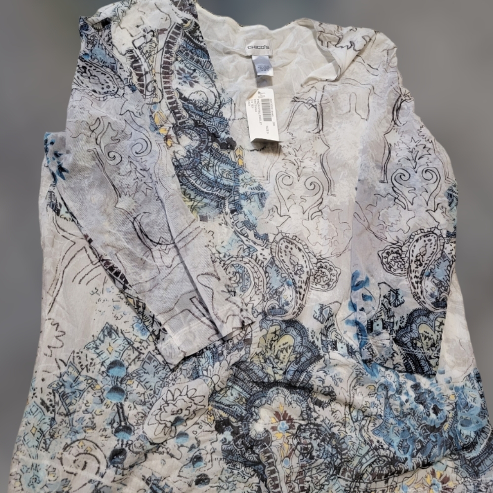 NWT Paisley Watercolor Chico 3/4 Top